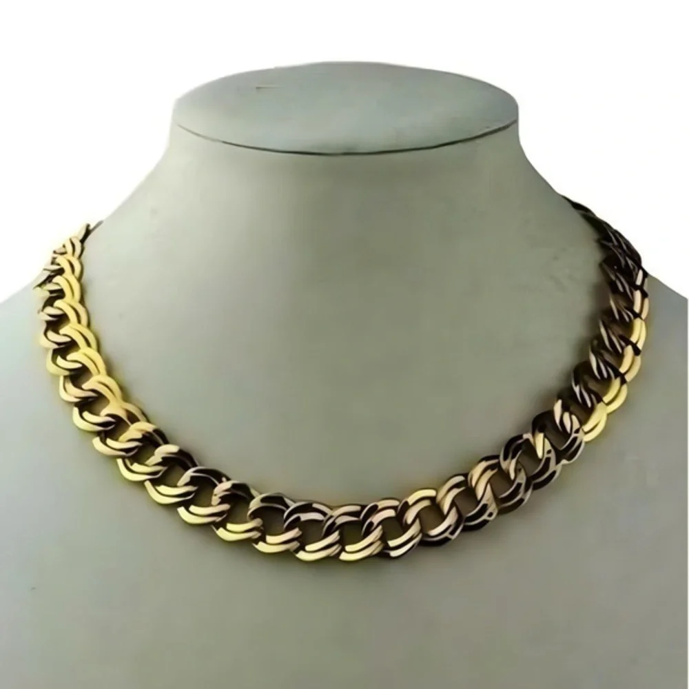 Primavera | Vintage Double Link Gold Tone Chain Necklace